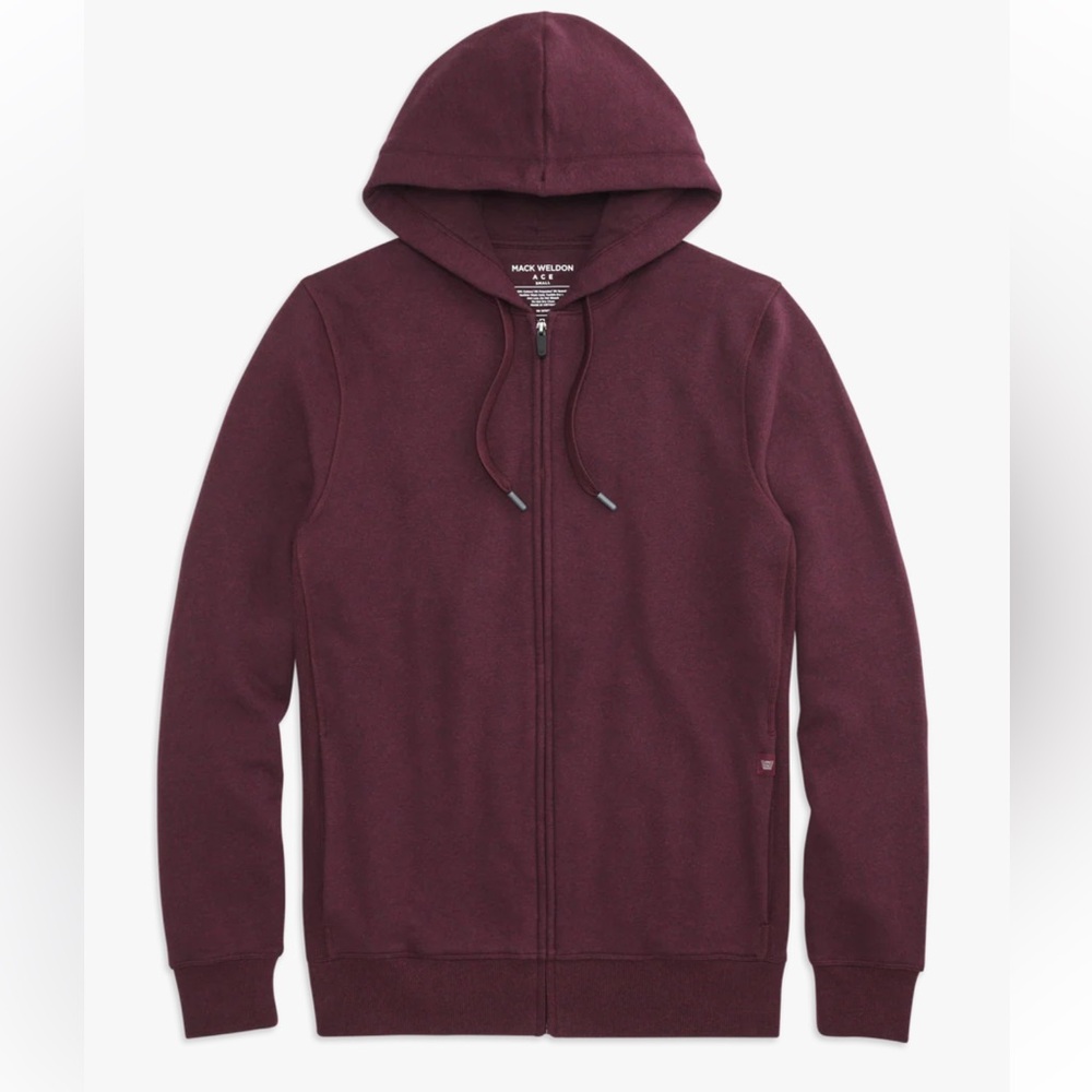 Mack Weldon ACE Full-Zip Hooded Sweatshirt Maroon $128